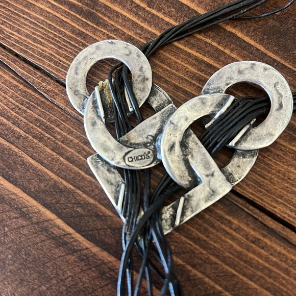 Chico’s Silvertone and Black Cord Necklace - Picture 3 of 3